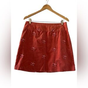 Castaway Santa Embroidered Corduroy Skirt